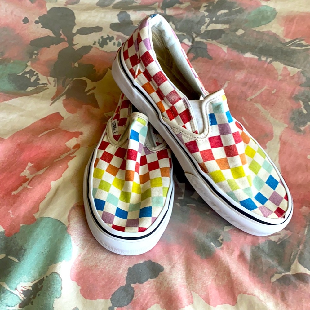 Vans Slipon Rainbow Checkerboard Skate Shoe